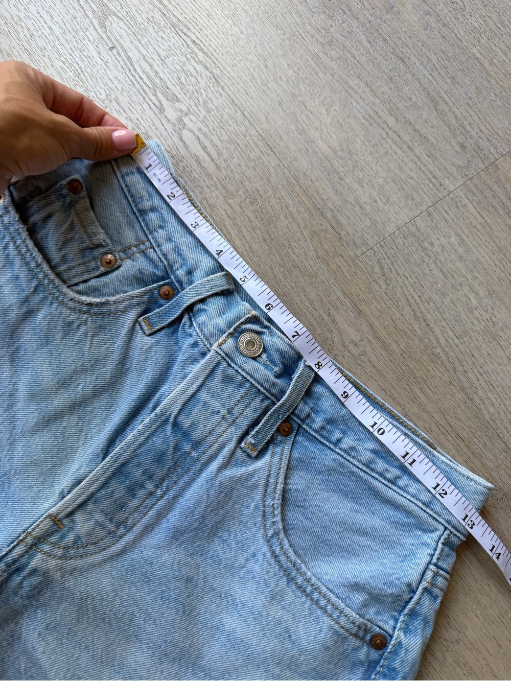 Levi's Light Blue Distressed High-Waist Cutoff Shorts - Picture 5 of 7